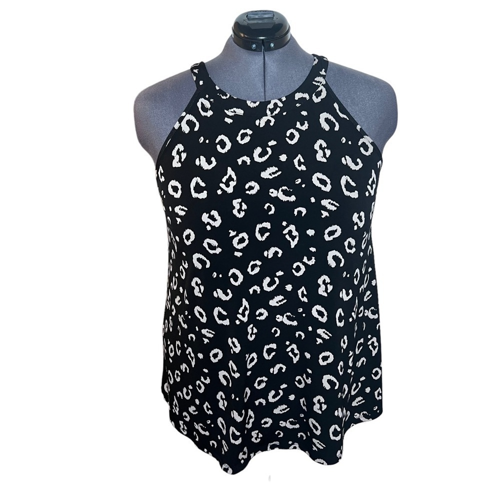 Torrid Black with Soft Pink Cheetah Print High Neck Top (Size 1)